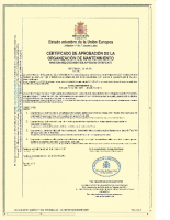 Maintenance organization approval certificate